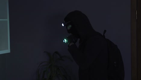 A-thief-with-a-flashlight-entering-the-house.